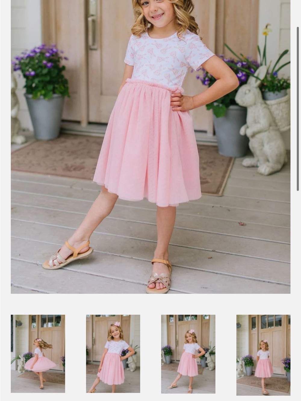 Girls' Pink Tulle Skirt Dress - OLLIE JAY-TUTU DRESS IN DITSY BUNNY